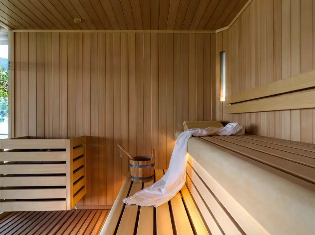 Sauna z drewnem hemlock